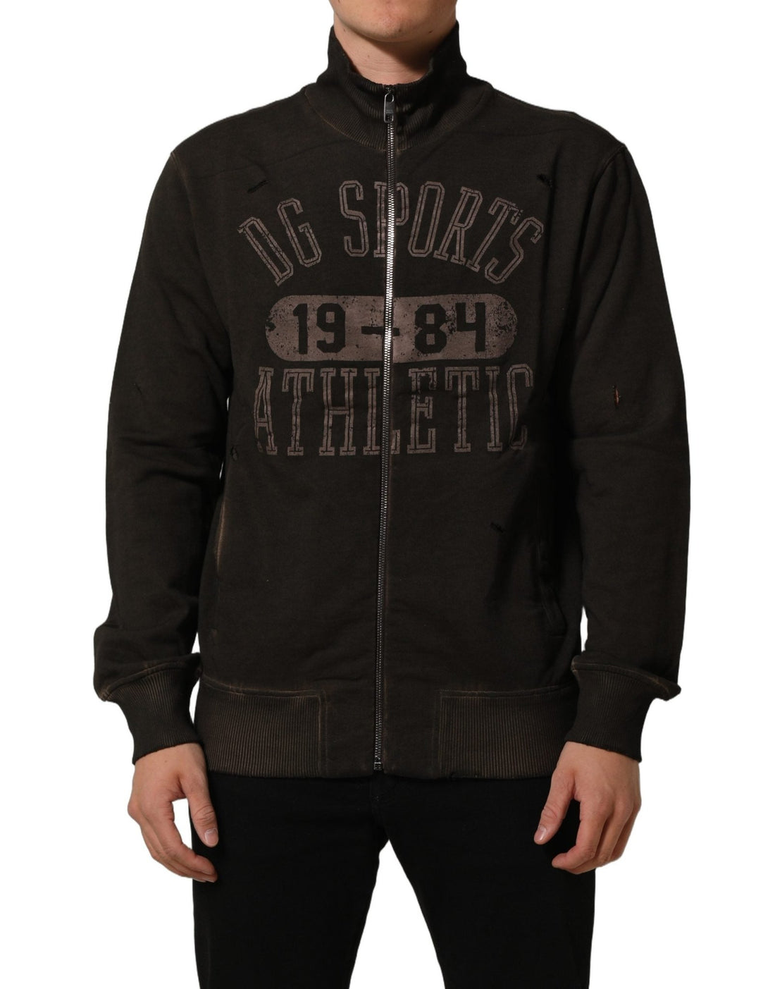 Dolce & Gabbana Brown Logo Print Full Zip Sweatshirt Sweater - RIMODA