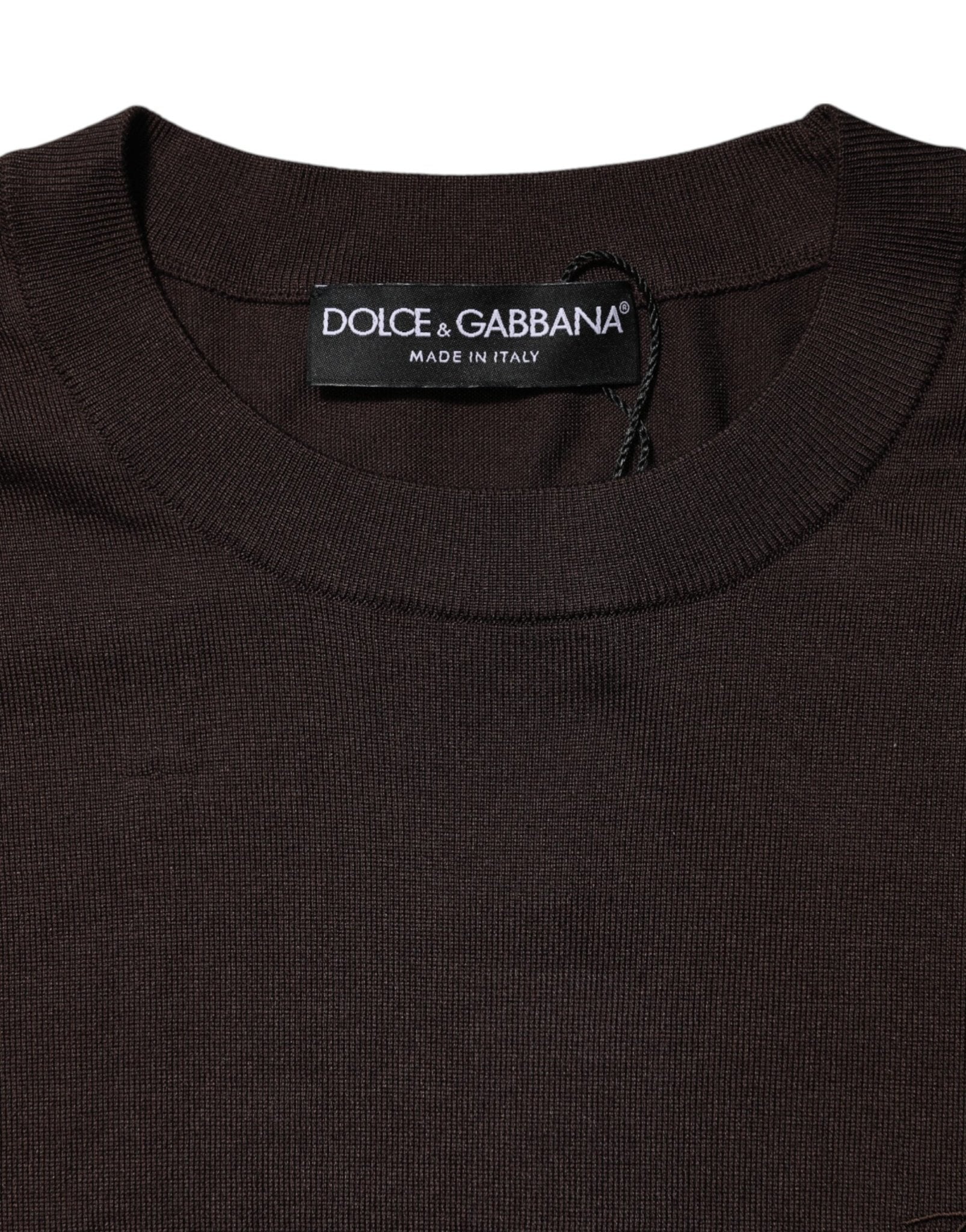 Dolce & Gabbana Brown Silk Crew Neck Short Sleeves T-shirt - RIMODA