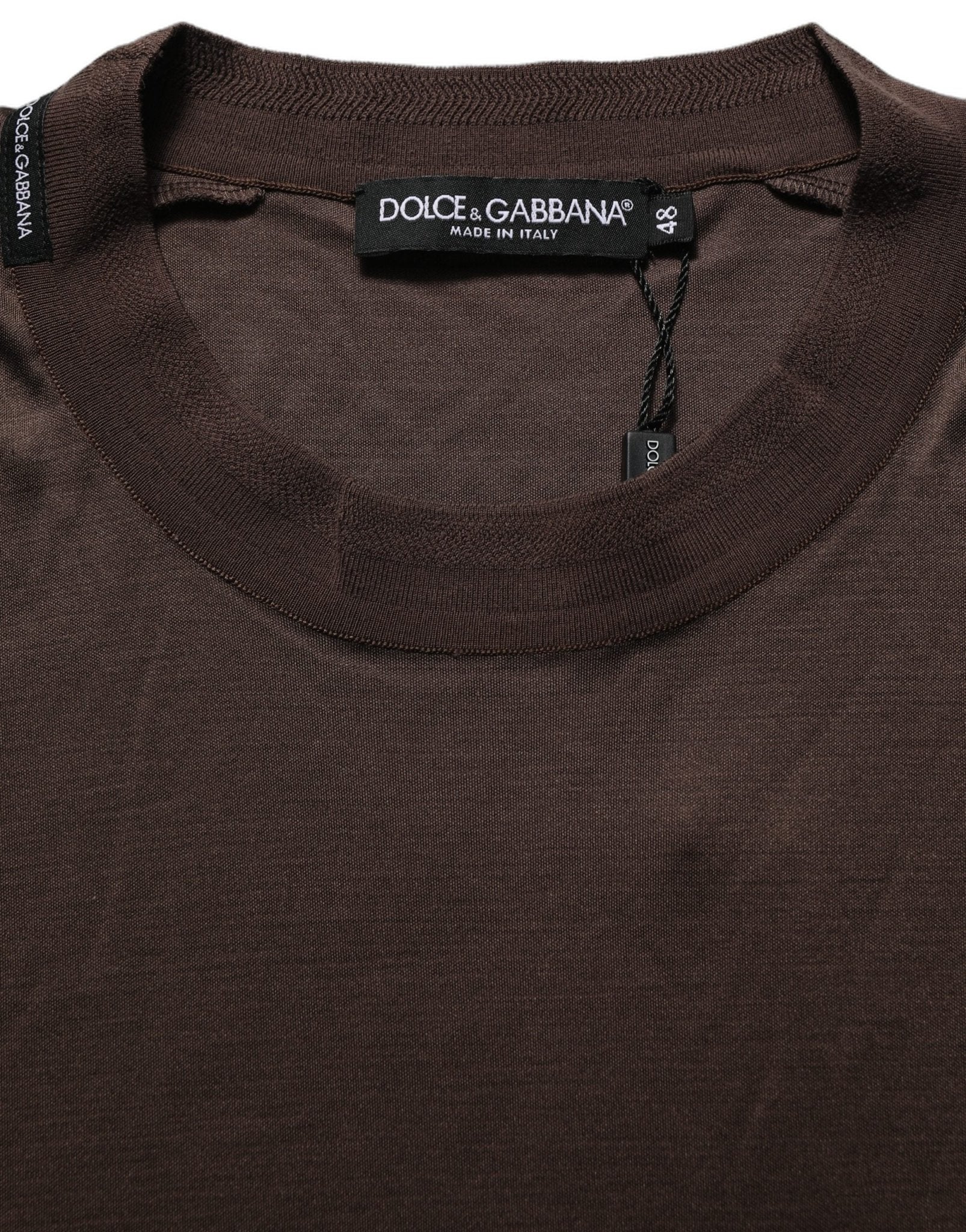 Dolce & Gabbana Brown Silk Crew Neck Short Sleeves T-shirt - RIMODA