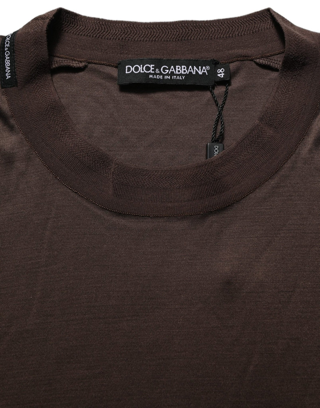 Dolce & Gabbana Brown Silk Crew Neck Short Sleeves T-shirt - RIMODA