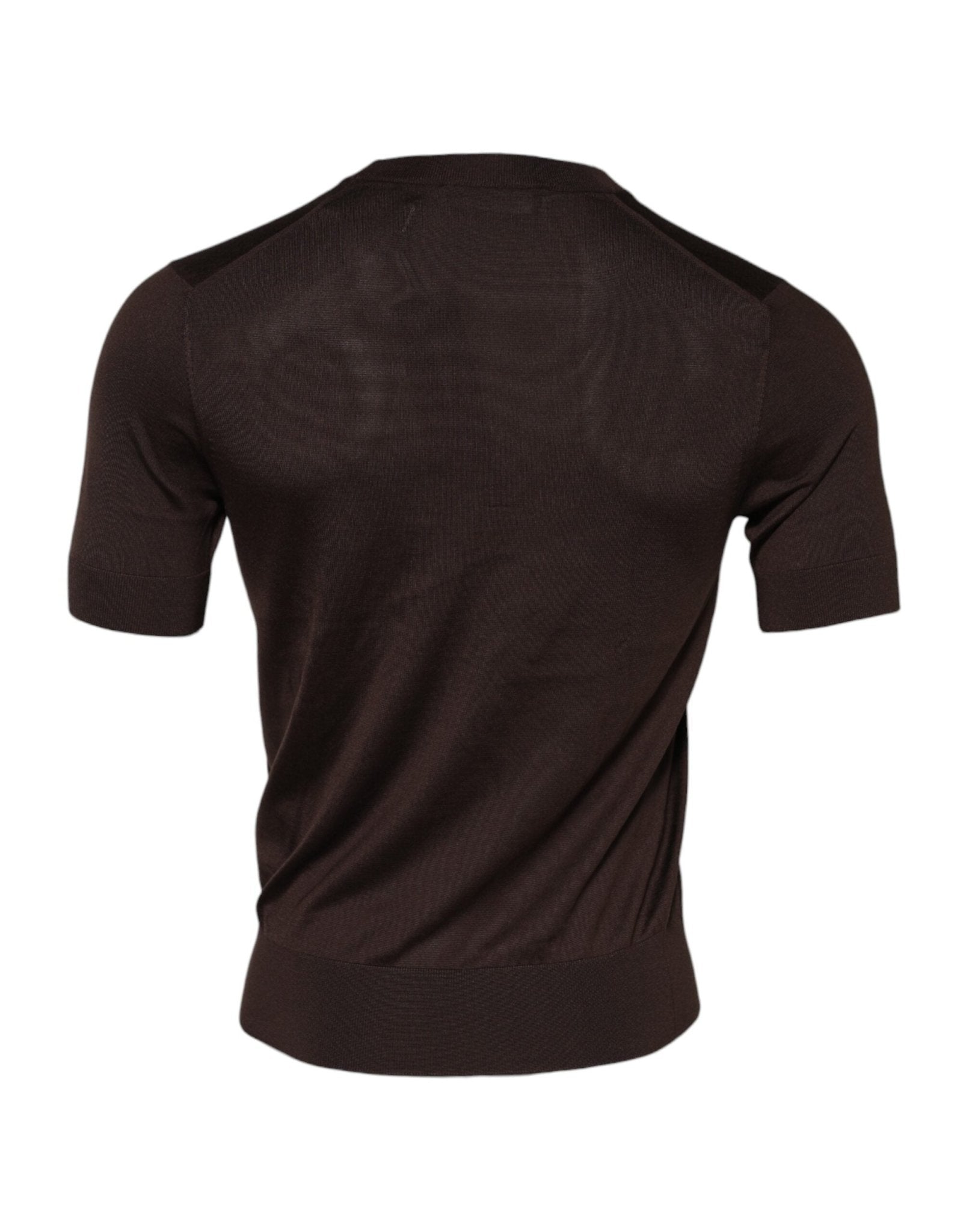 Dolce & Gabbana Brown Silk Crew Neck Short Sleeves T-shirt - RIMODA