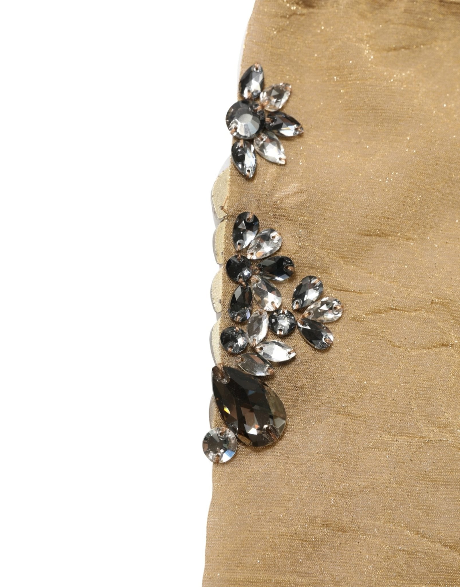 Dolce & Gabbana Brown Stretch Floral Clear Crystal Stockings Socks - RIMODA