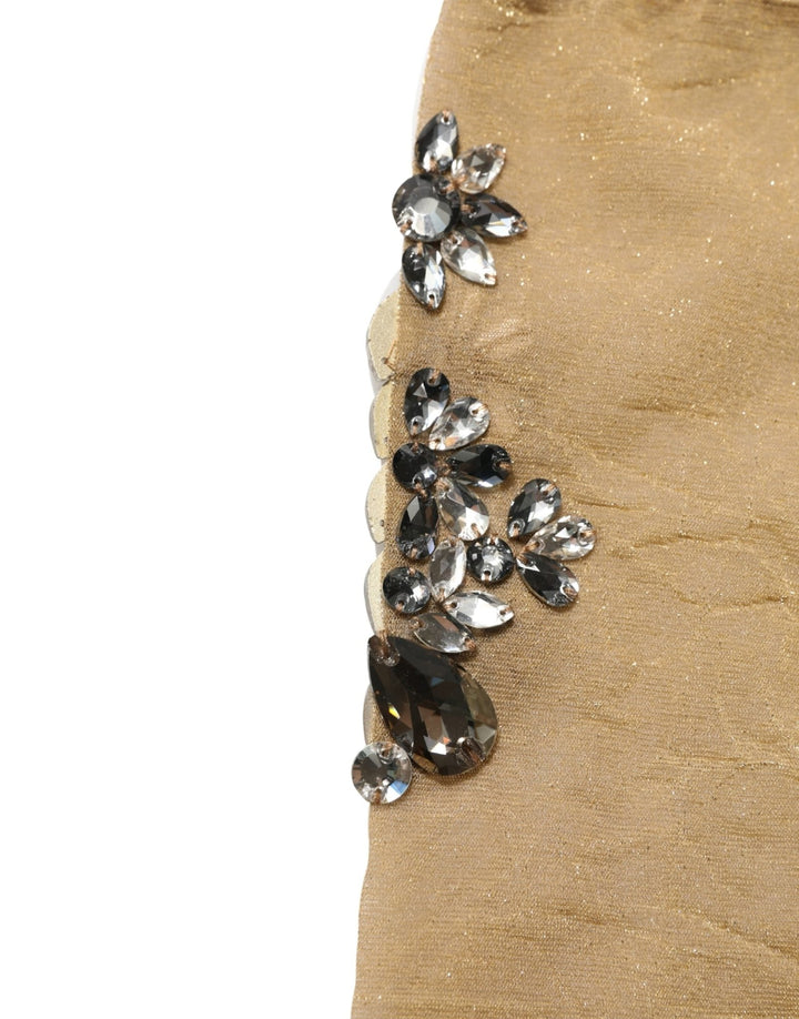 Dolce & Gabbana Brown Stretch Floral Clear Crystal Stockings Socks - RIMODA