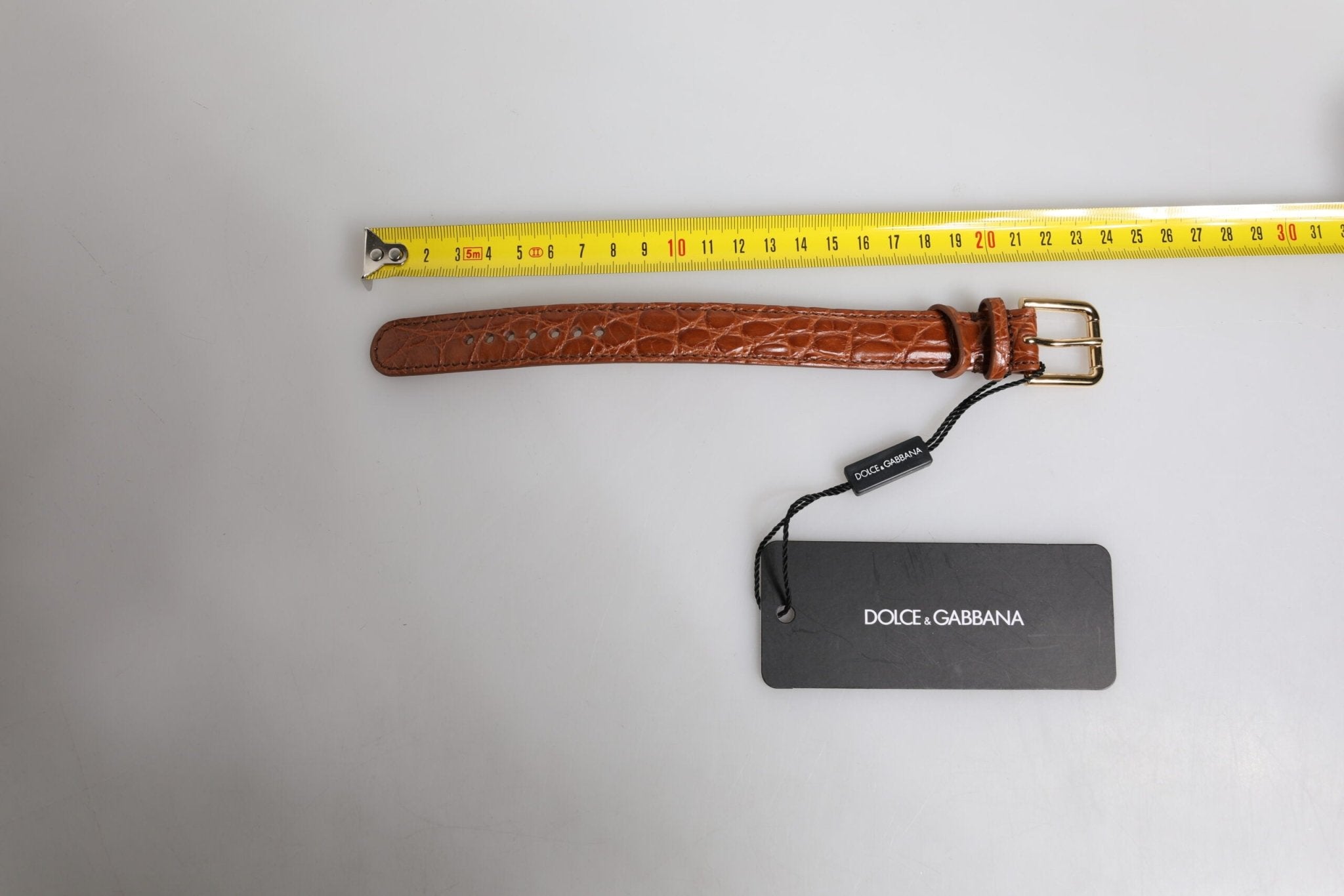 Dolce & Gabbana Brown Textured Leather Gold Metal Buckle Armband - RIMODA
