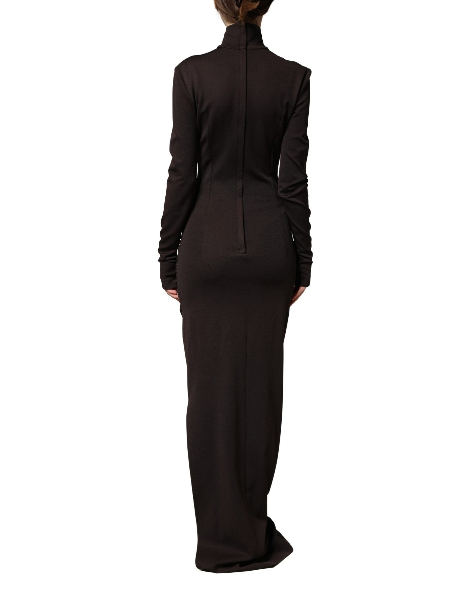 Dolce & Gabbana Brown Turtleneck Jersey Long Maxi Dress - RIMODA