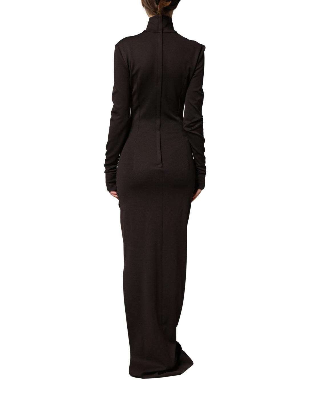 Dolce & Gabbana Brown Turtleneck Jersey Long Maxi Dress - RIMODA