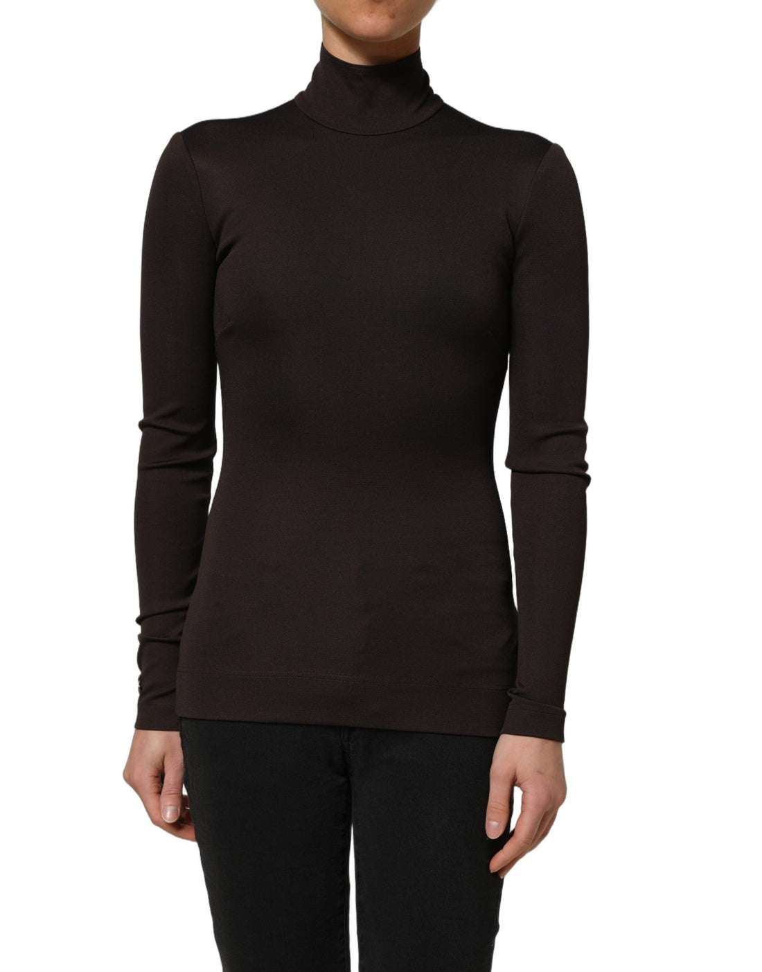 Dolce & Gabbana Brown Turtleneck Long Sleeves Blouse Top - RIMODA