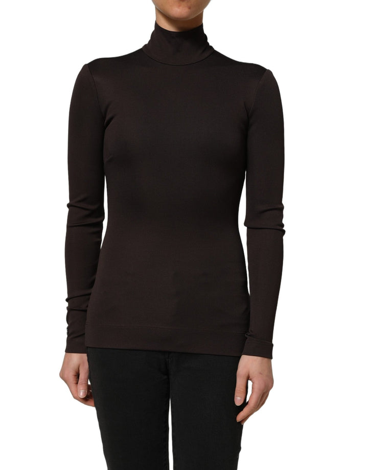 Dolce & Gabbana Brown Turtleneck Long Sleeves Blouse Top - RIMODA