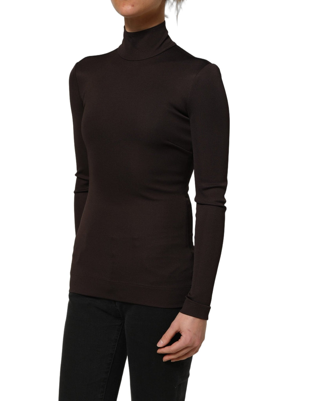 Dolce & Gabbana Brown Turtleneck Long Sleeves Blouse Top - RIMODA