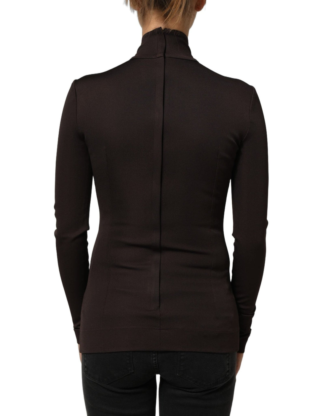 Dolce & Gabbana Brown Turtleneck Long Sleeves Blouse Top - RIMODA