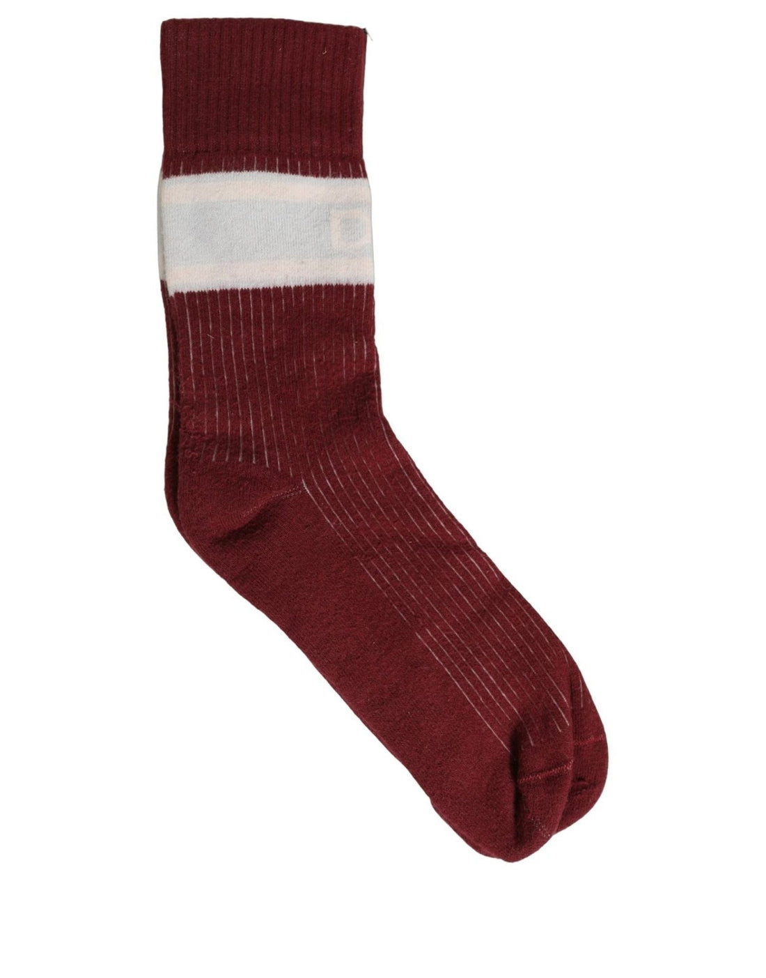 Dolce & Gabbana Burgundy White Stripes Cotton Mid Calf Accessory Socks - RIMODA