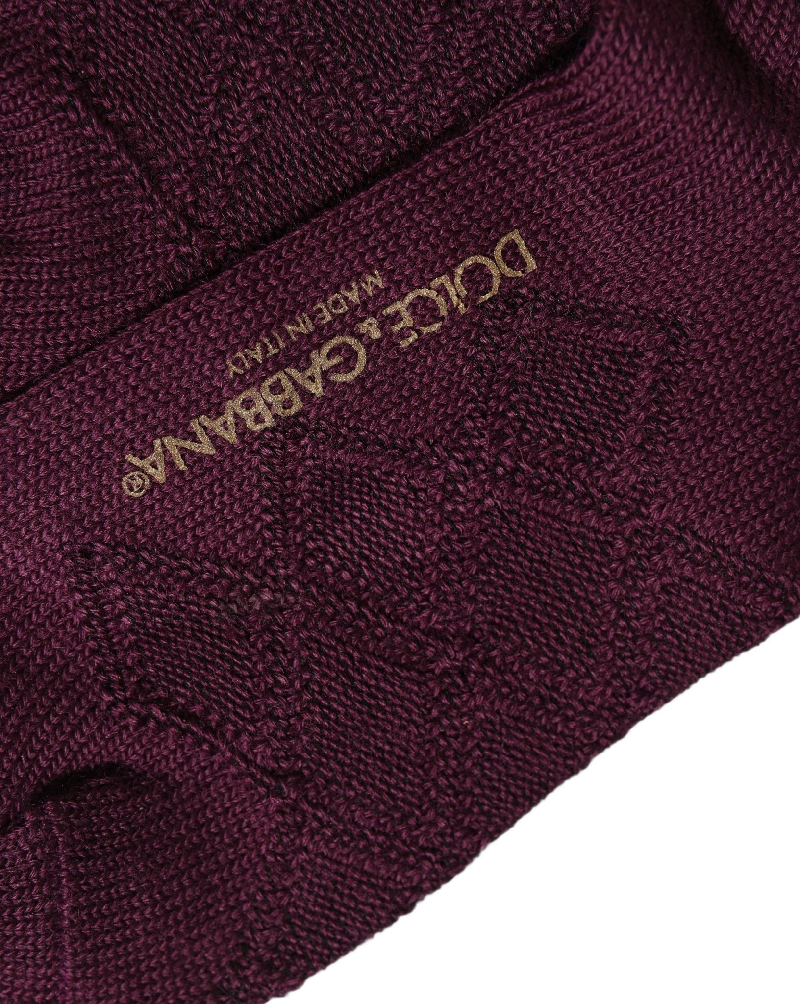 Dolce & Gabbana Burgundy Wool Crest Logo Knee High Accessory Socks - RIMODA