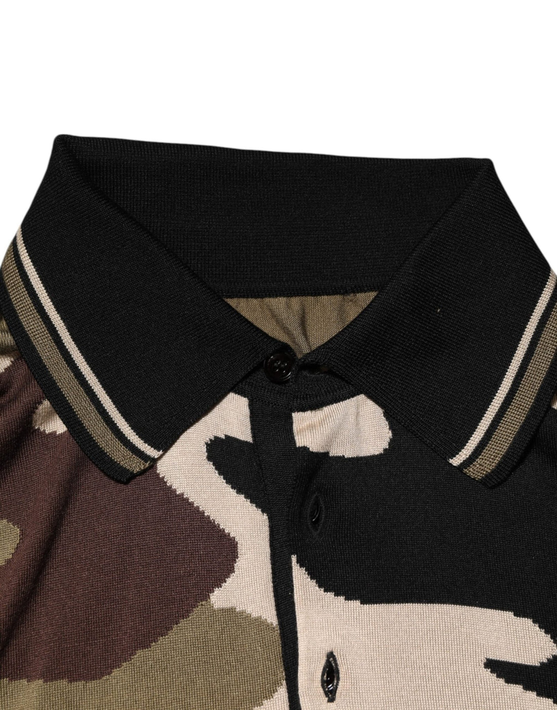 Dolce & Gabbana Camouflage Brown Silk Military Polo T-shirt - RIMODA