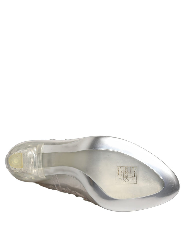 Dolce & Gabbana Clear CINDERELLA Floral Crystal Heels Shoes - RIMODA
