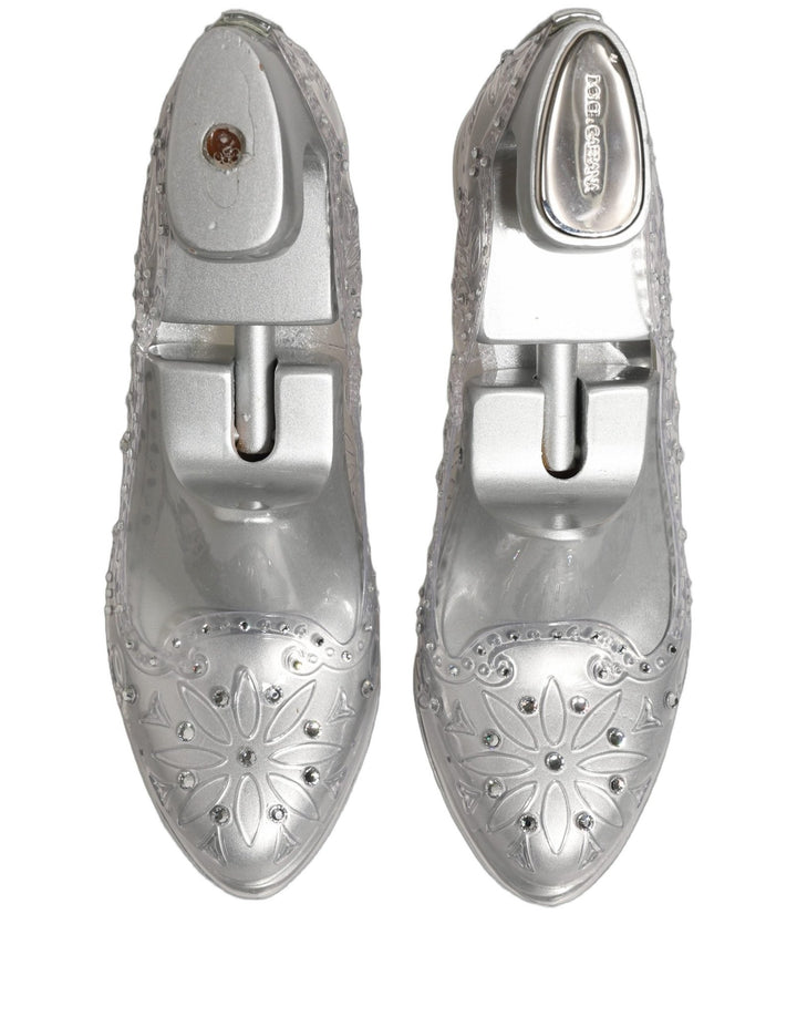 Dolce & Gabbana Clear CINDERELLA Floral Crystal Heels Shoes - RIMODA