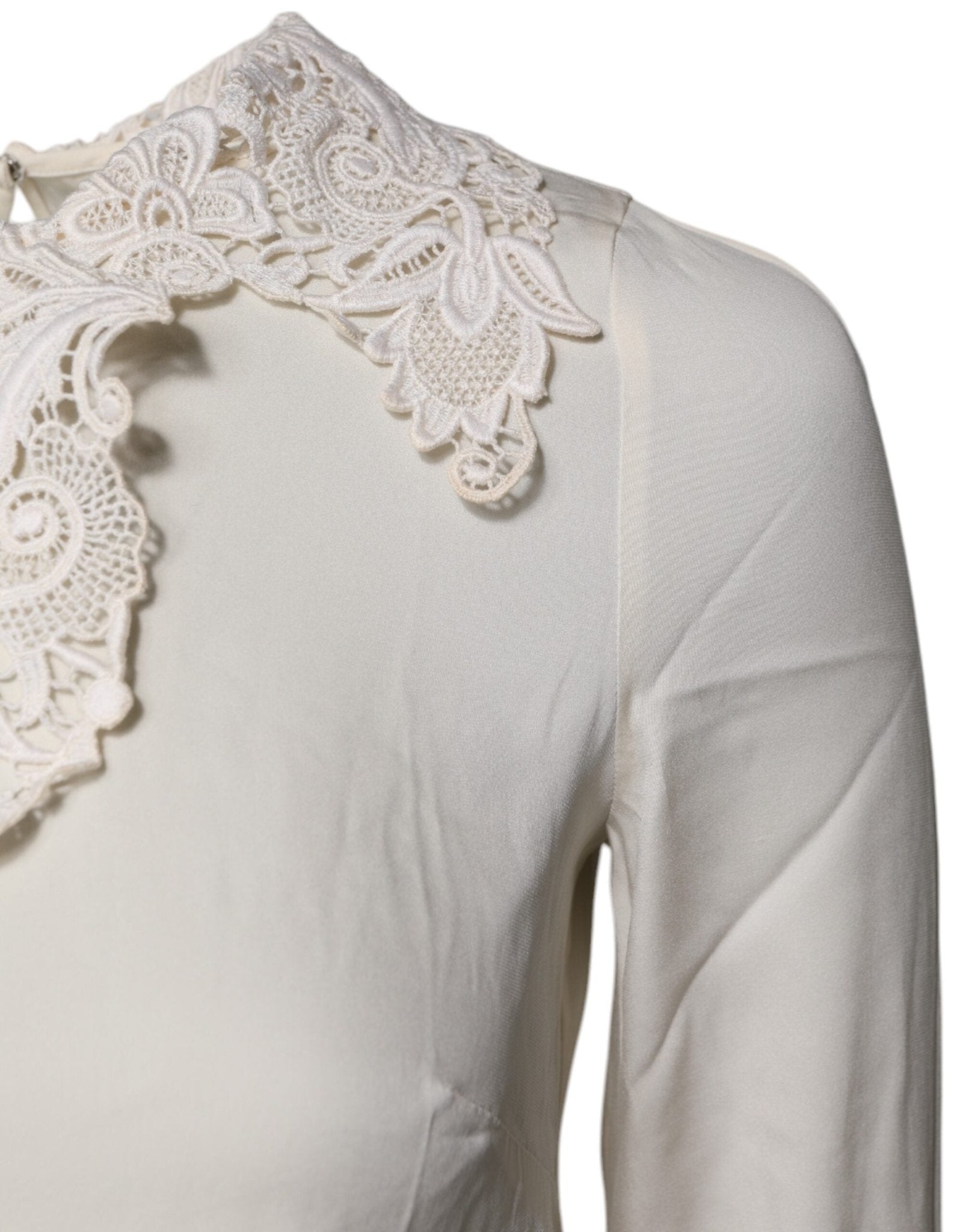 Dolce & Gabbana Cream Floral Lace Long Sleeves Blouse Top - RIMODA