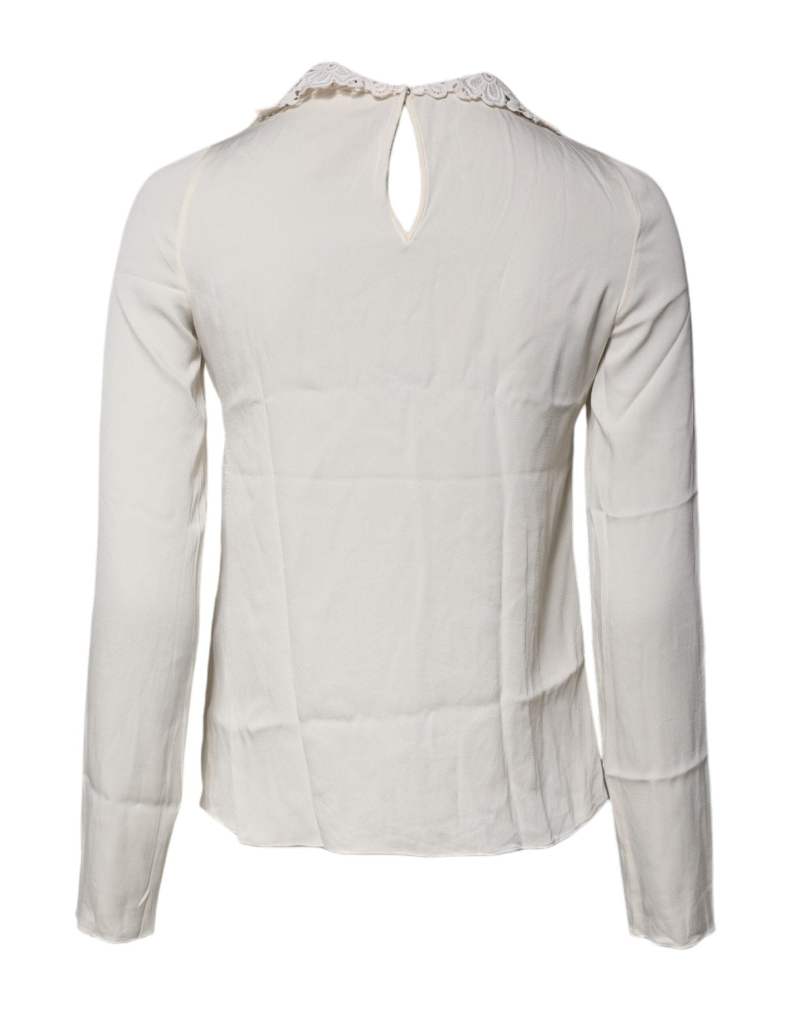 Dolce & Gabbana Cream Floral Lace Long Sleeves Blouse Top - RIMODA