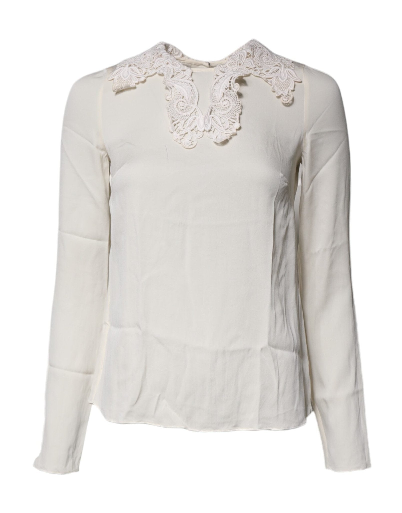 Dolce & Gabbana Cream Floral Lace Long Sleeves Blouse Top - RIMODA