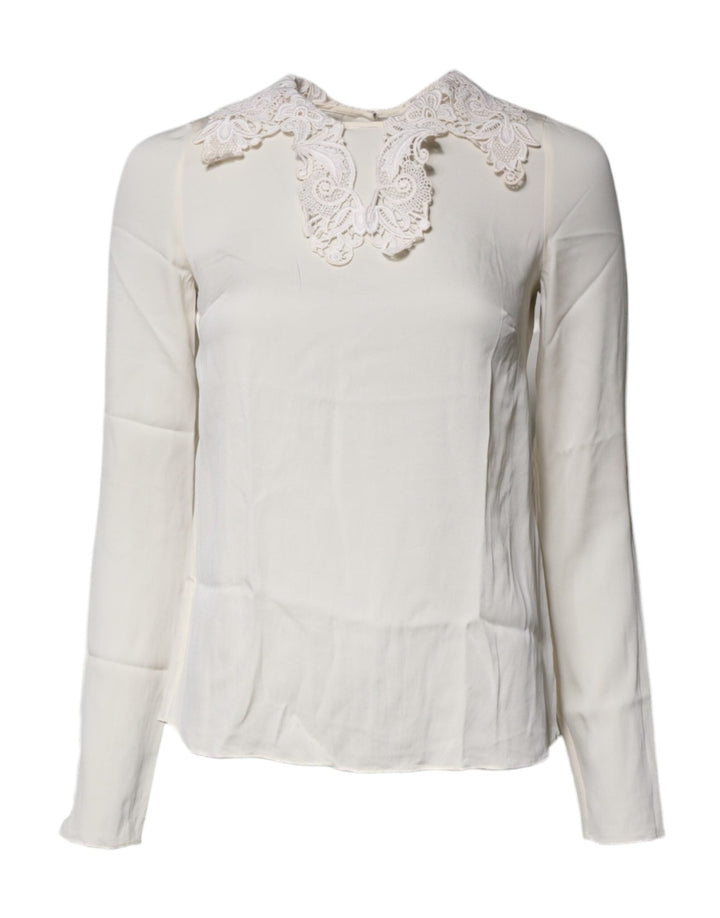 Dolce & Gabbana Cream Floral Lace Long Sleeves Blouse Top - RIMODA