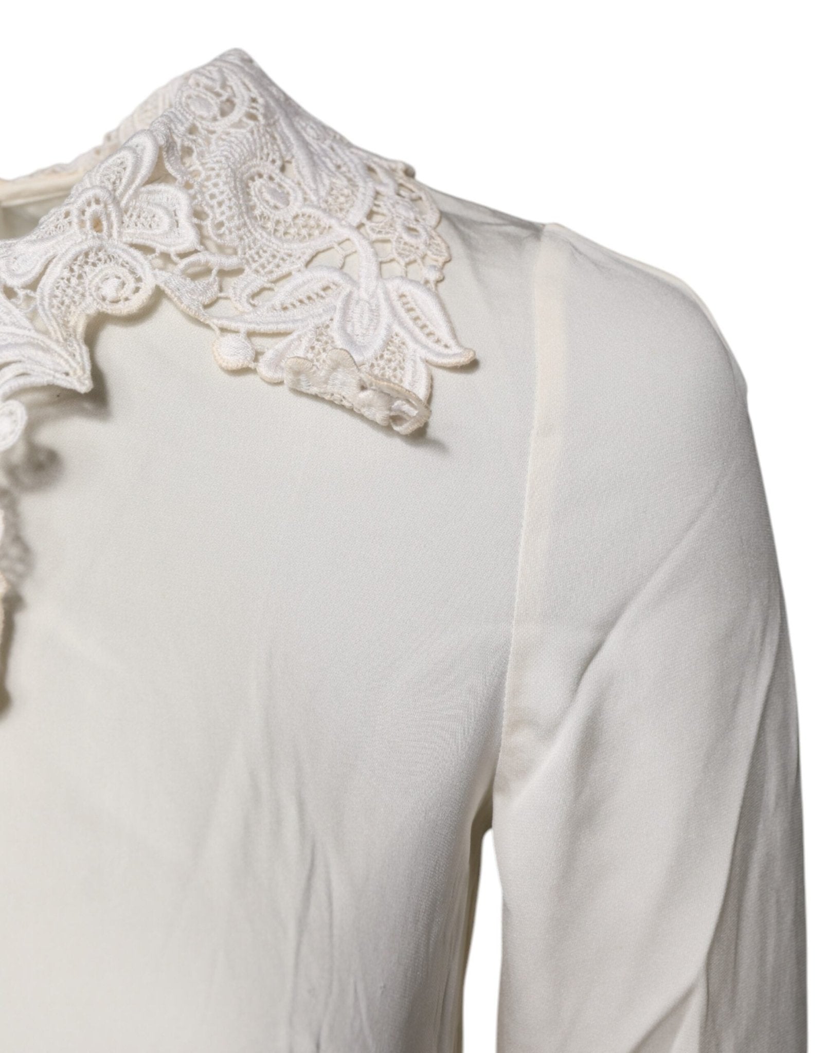 Dolce & Gabbana Cream Floral Lace Long Sleeves Blouse Top - RIMODA