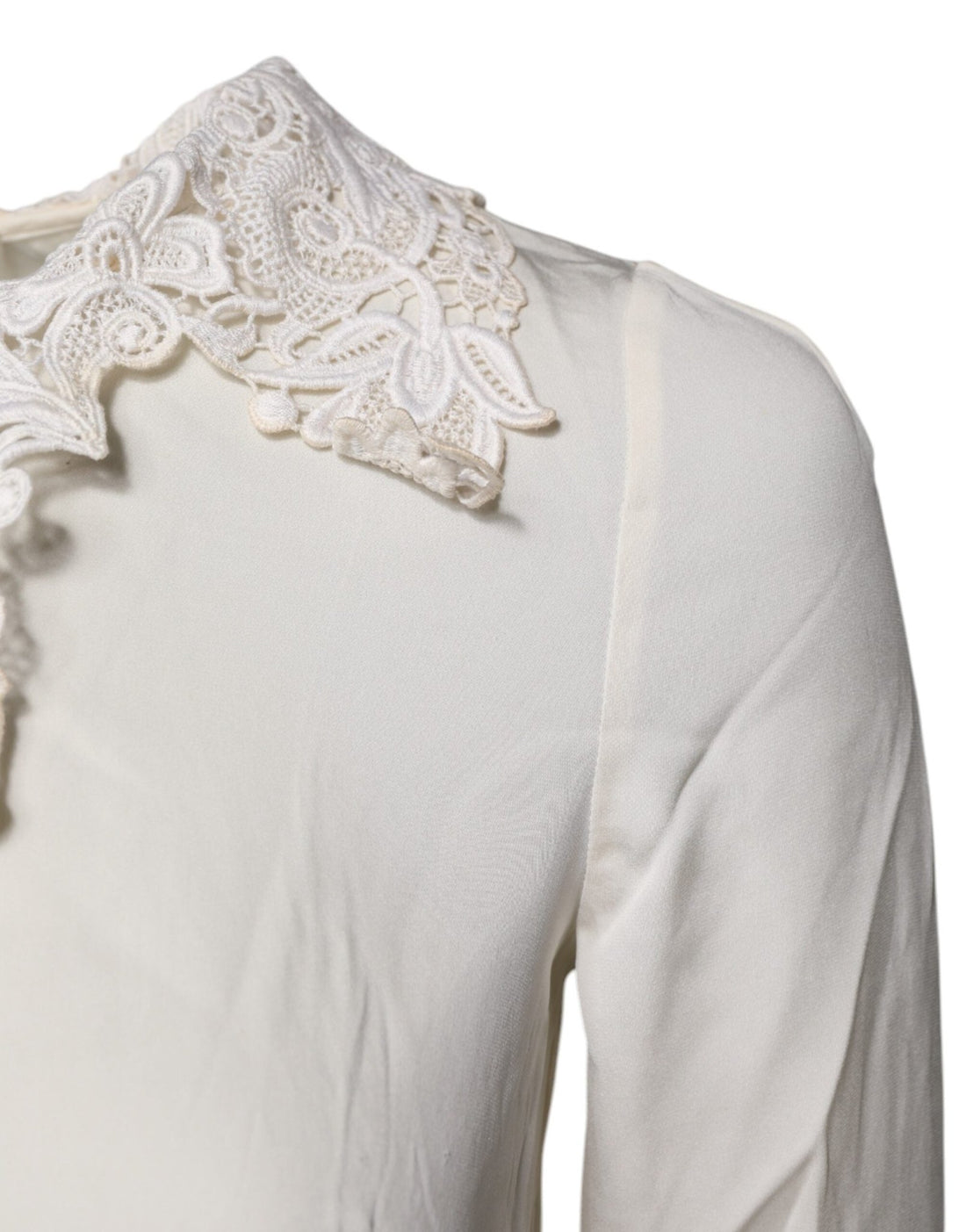 Dolce & Gabbana Cream Floral Lace Long Sleeves Blouse Top - RIMODA
