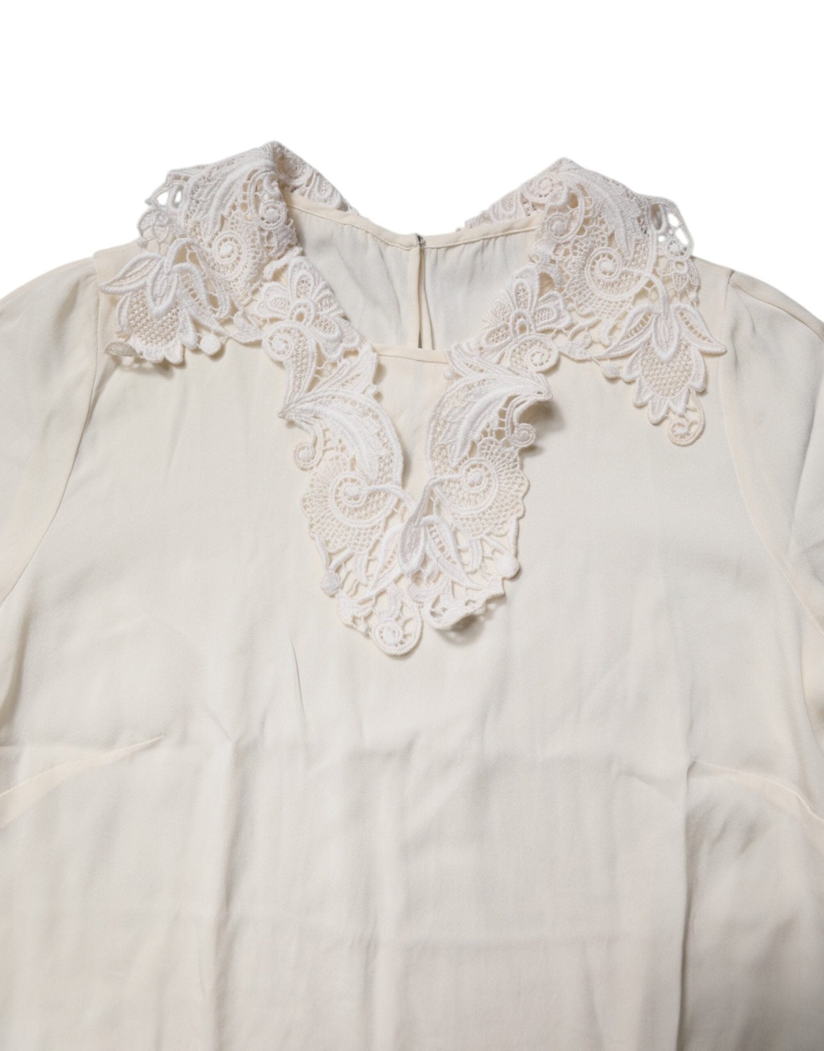 Dolce & Gabbana Cream Floral Lace Long Sleeves Blouse Top - RIMODA
