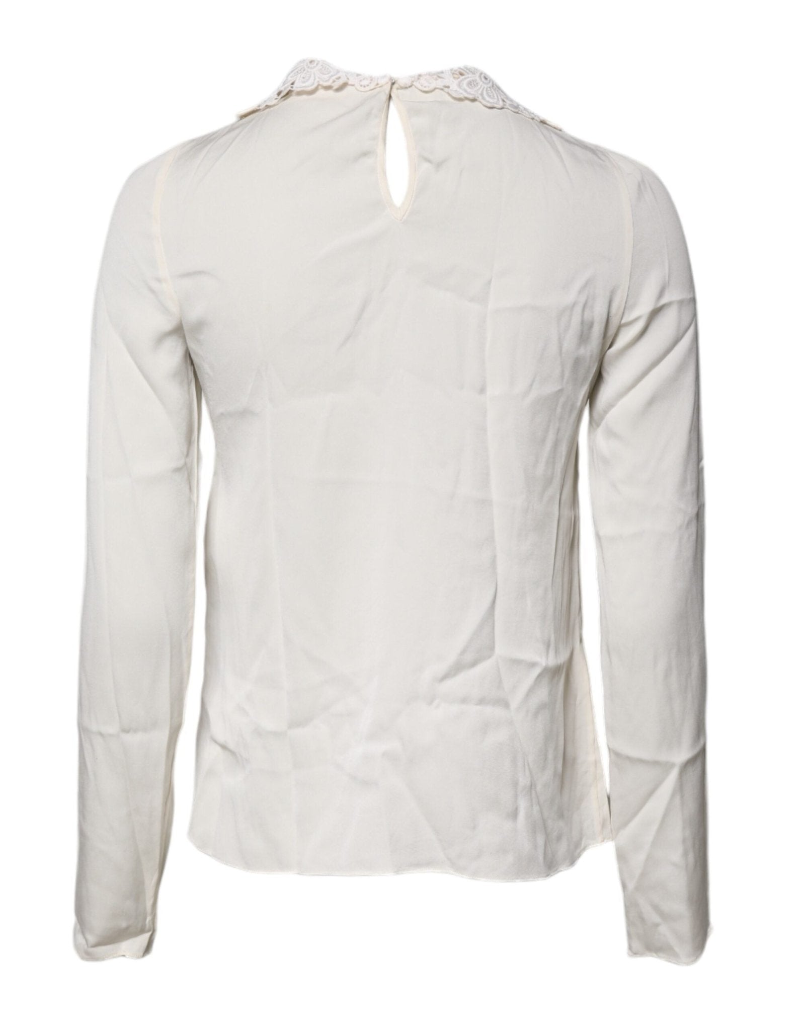 Dolce & Gabbana Cream Floral Lace Long Sleeves Blouse Top - RIMODA