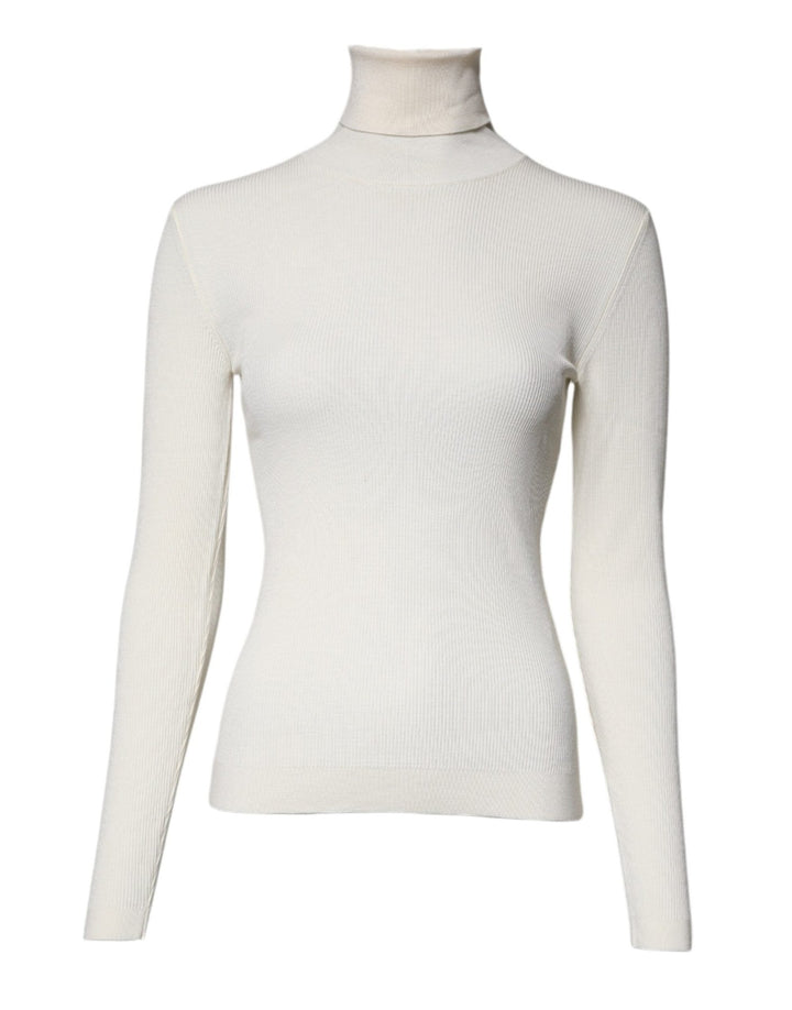 Dolce & Gabbana Cream Long Sleeves Turtleneck Slim Sweater - RIMODA