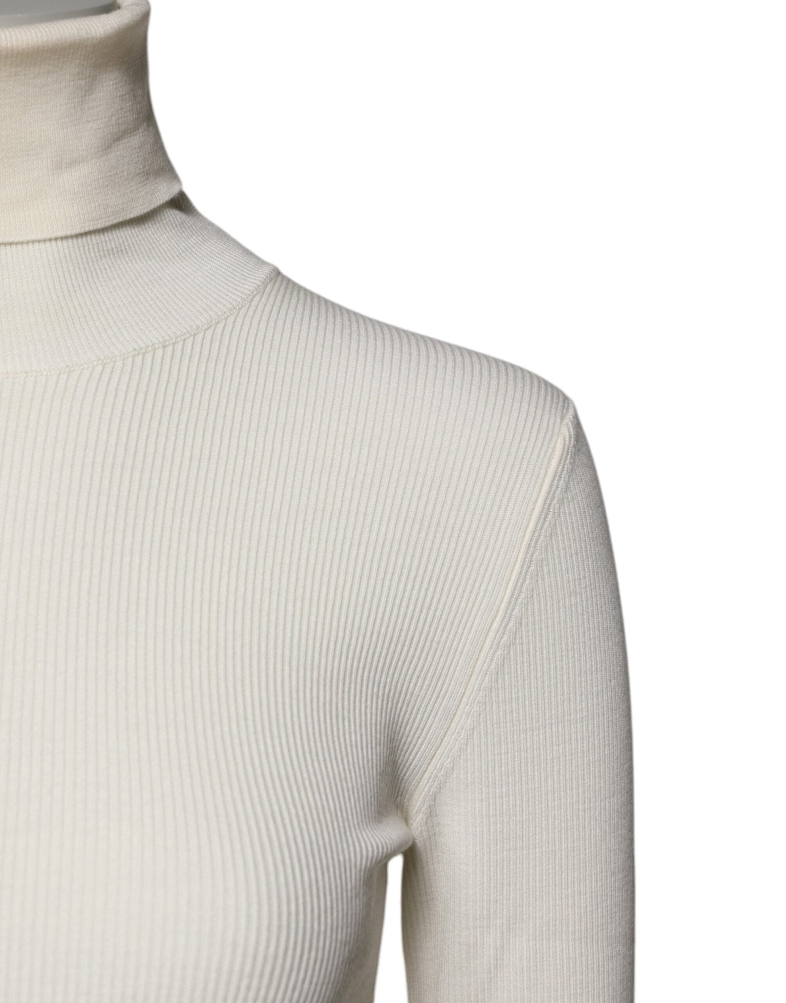 Dolce & Gabbana Cream Long Sleeves Turtleneck Slim Sweater - RIMODA