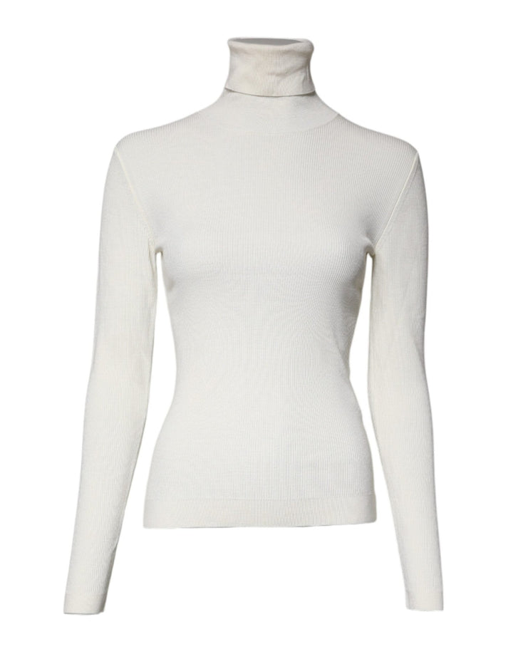 Dolce & Gabbana Cream Long Sleeves Turtleneck Slim Sweater - RIMODA