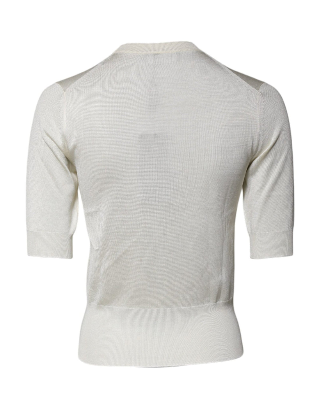 Dolce & Gabbana Cream Short Sleeve Silk Round Neck Blouse Top - RIMODA