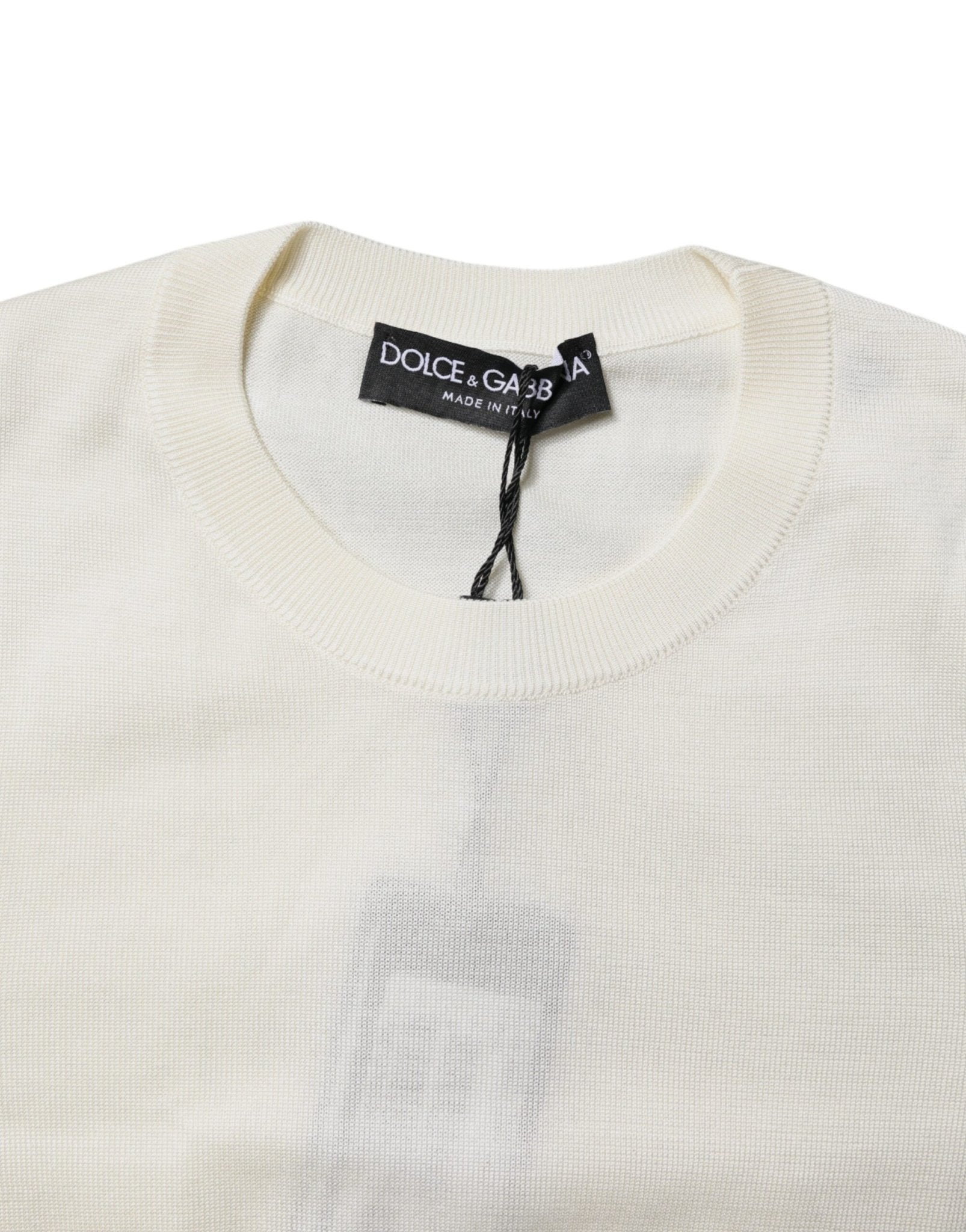 Dolce & Gabbana Cream Short Sleeve Silk Round Neck Blouse Top - RIMODA