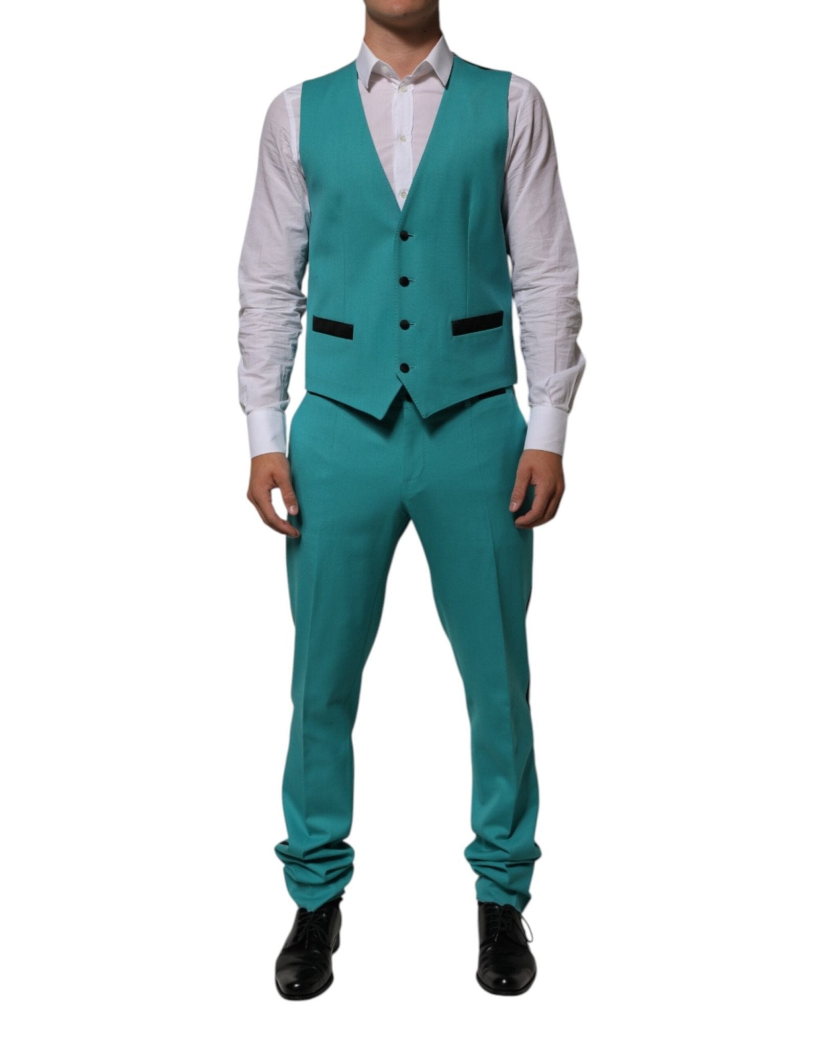 Dolce & Gabbana Cyan 3 Piece Wool Silk Blend Suit SICILIA - RIMODA