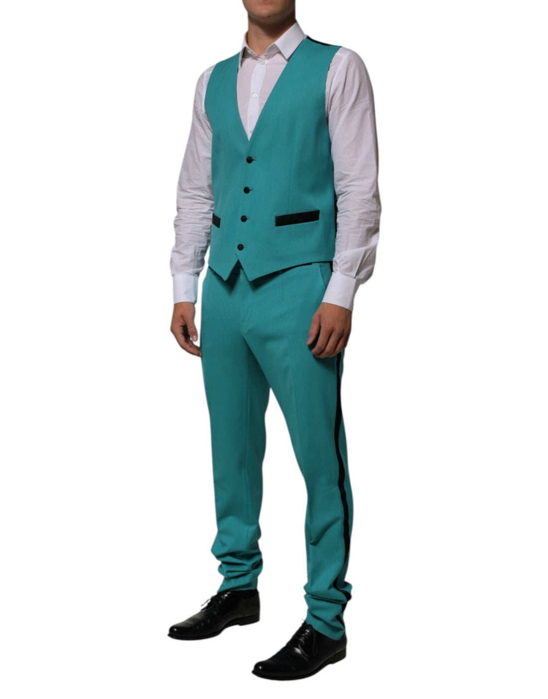 Dolce & Gabbana Cyan 3 Piece Wool Silk Blend Suit SICILIA - RIMODA