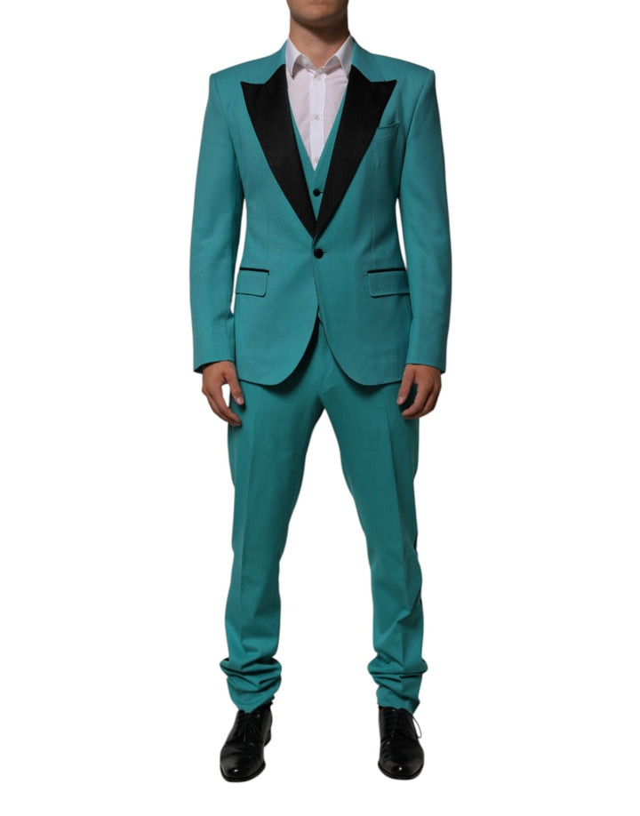 Dolce & Gabbana Cyan 3 Piece Wool Silk Blend Suit SICILIA - RIMODA
