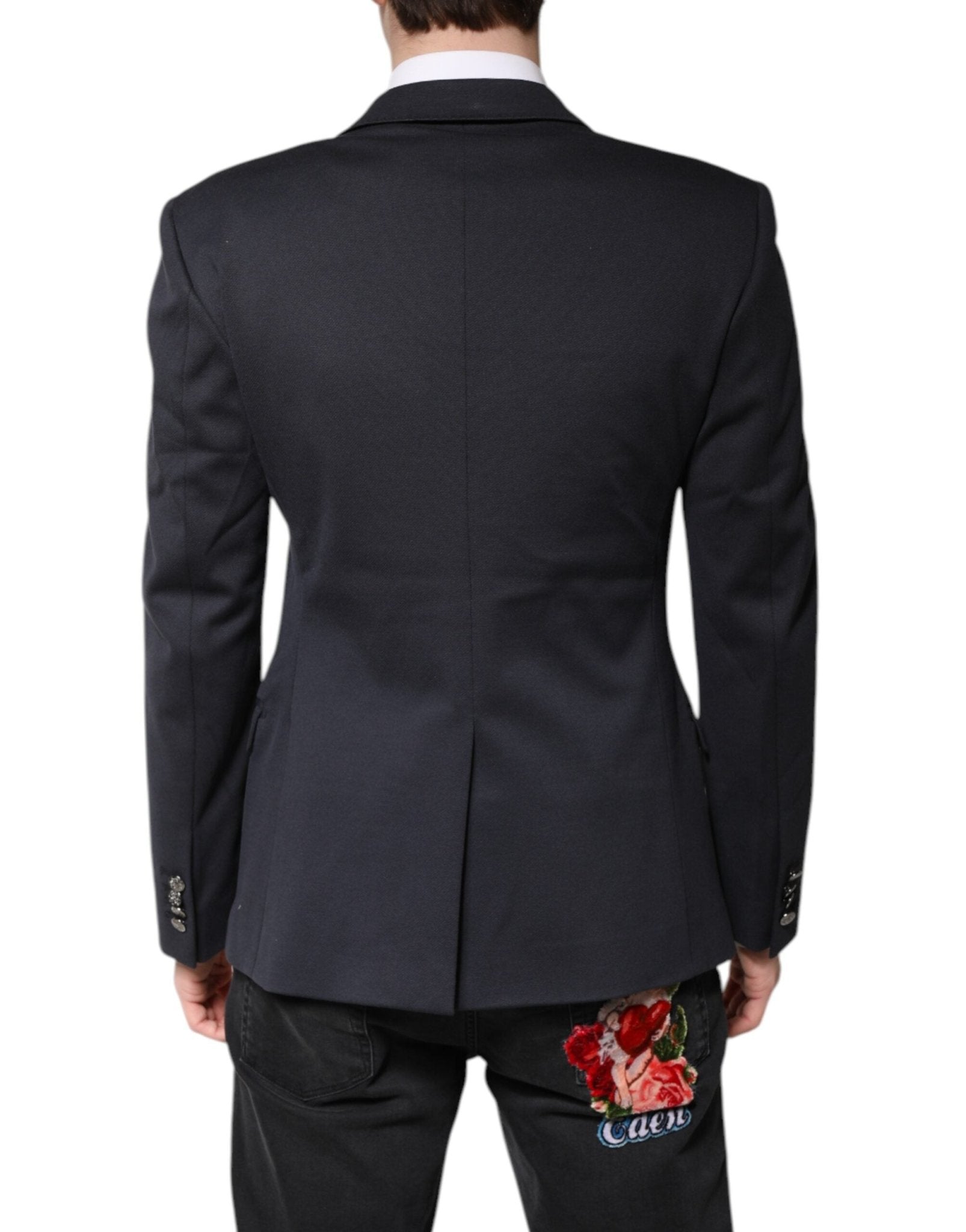 Dolce & Gabbana Dark Blue Cotton Men Jacket Coat Suit Blazer - RIMODA