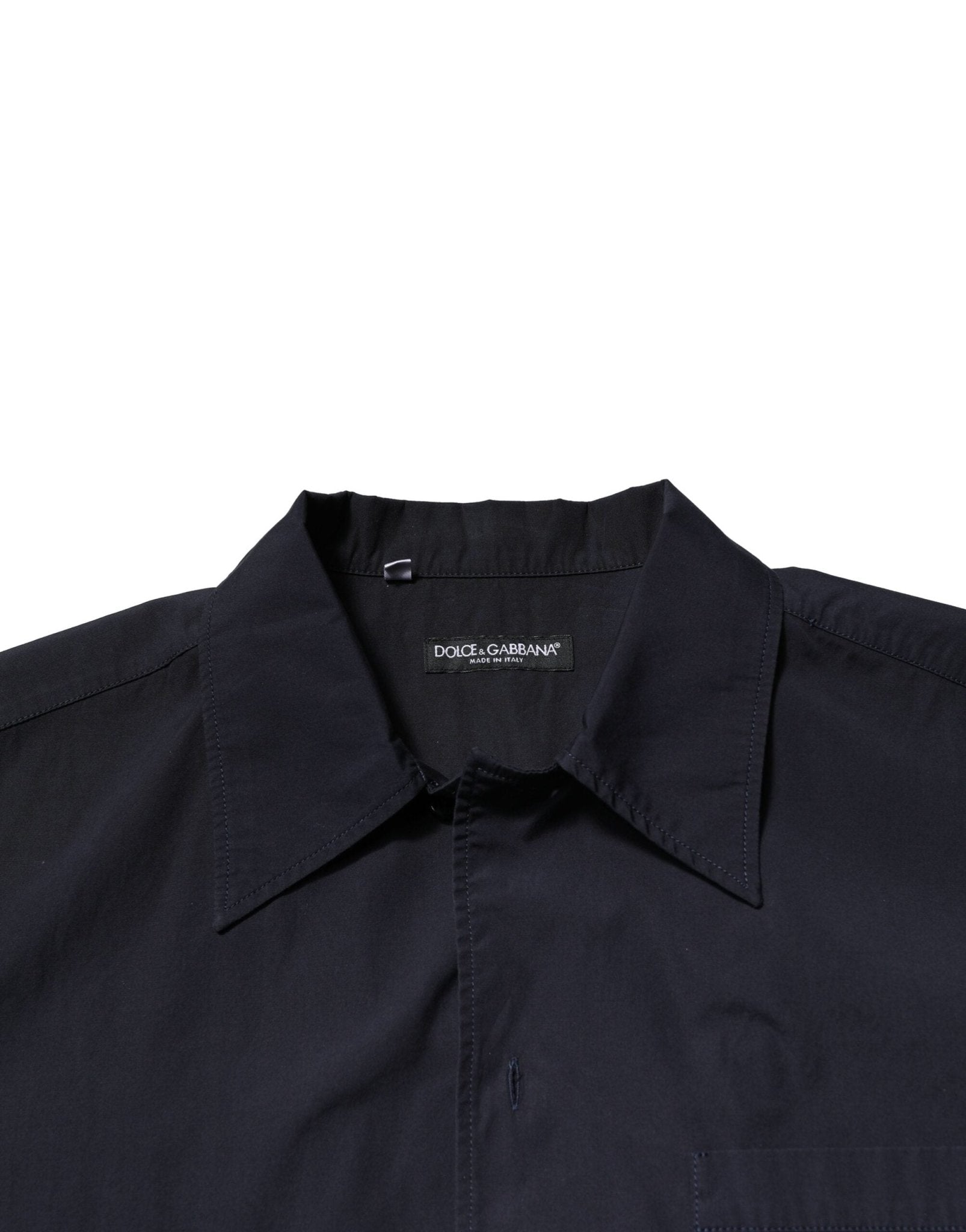 Dolce & Gabbana Dark Blue Cotton Short Sleeves Casual Shirt - RIMODA