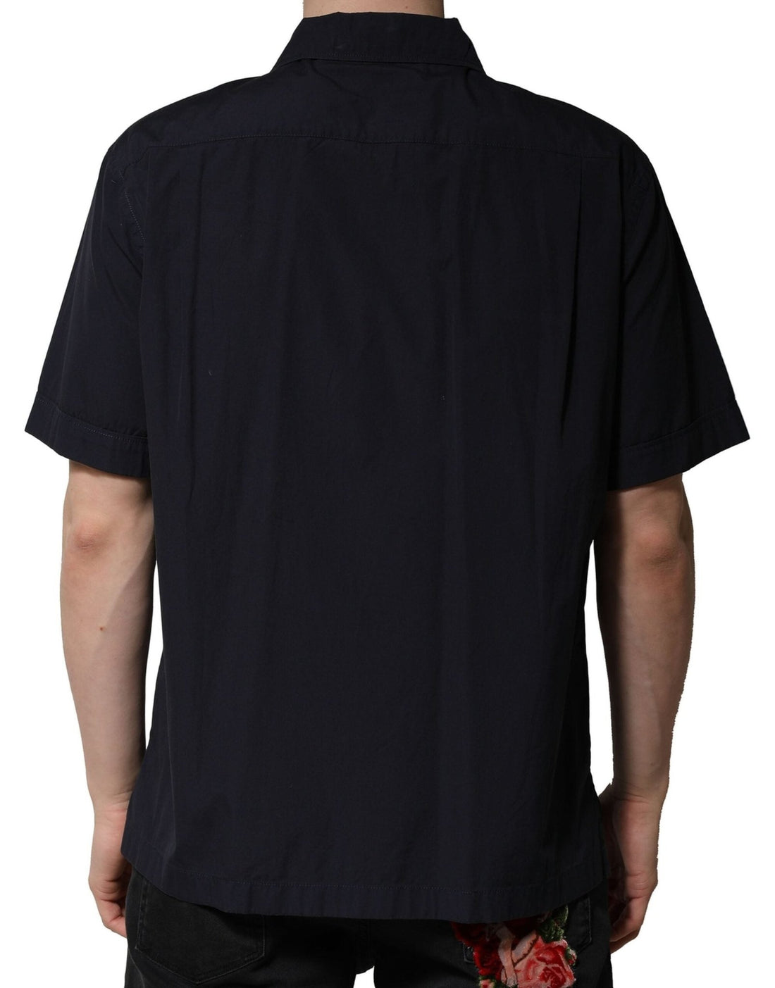 Dolce & Gabbana Dark Blue Cotton Short Sleeves Casual Shirt - RIMODA