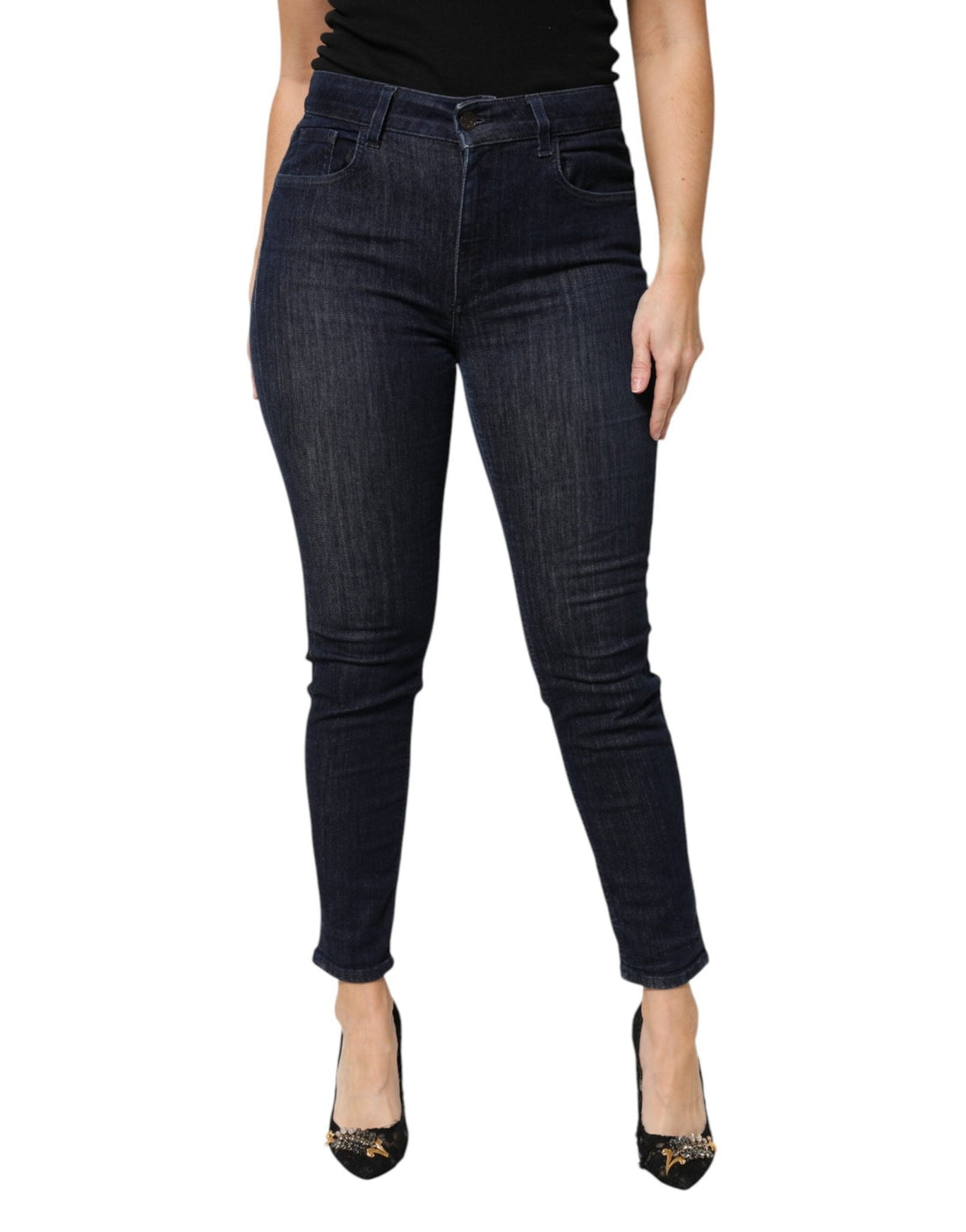 Dolce & Gabbana Dark Blue Cotton Skinny Cropped Denim Jeans - RIMODA