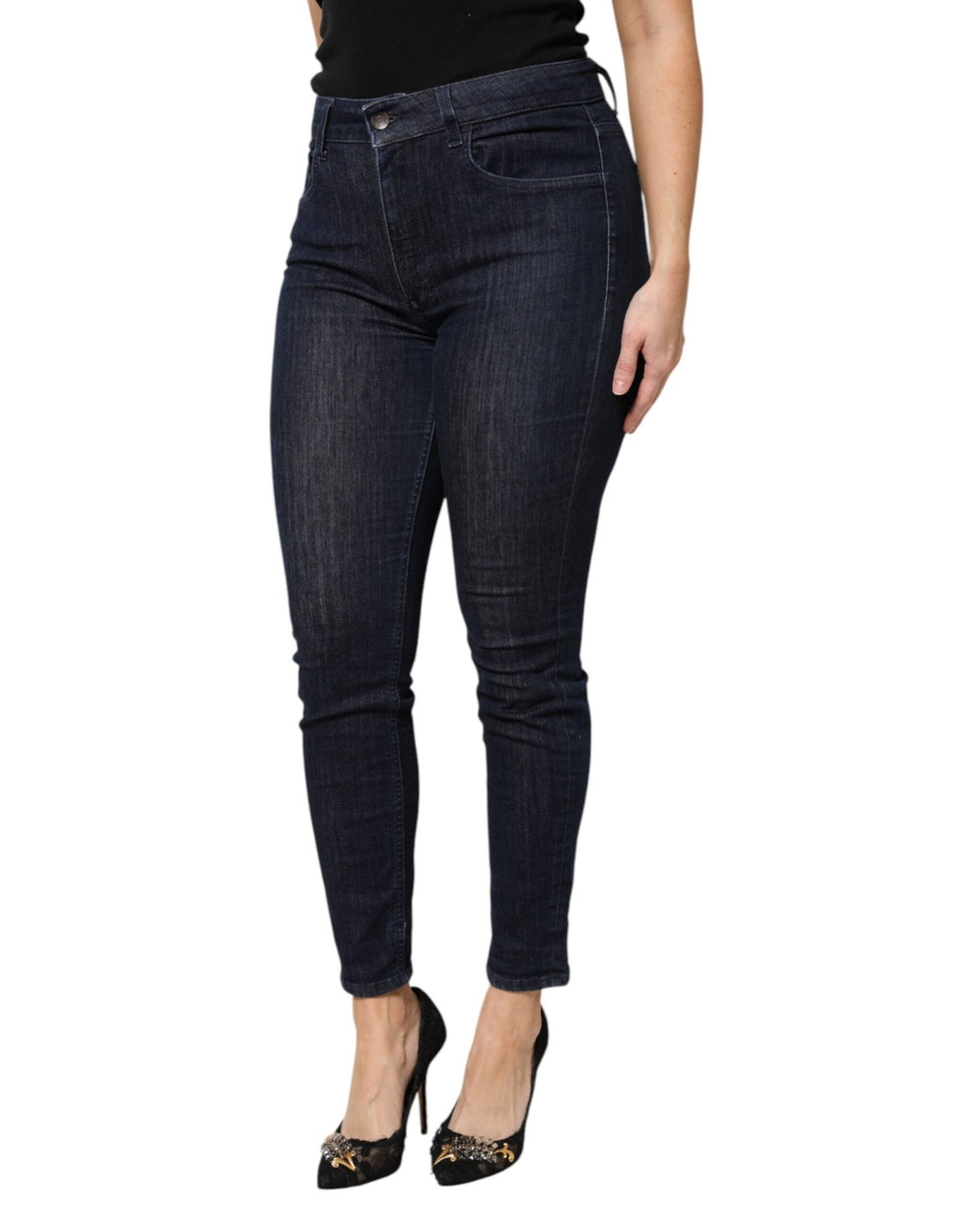 Dolce & Gabbana Dark Blue Cotton Skinny Cropped Denim Jeans - RIMODA