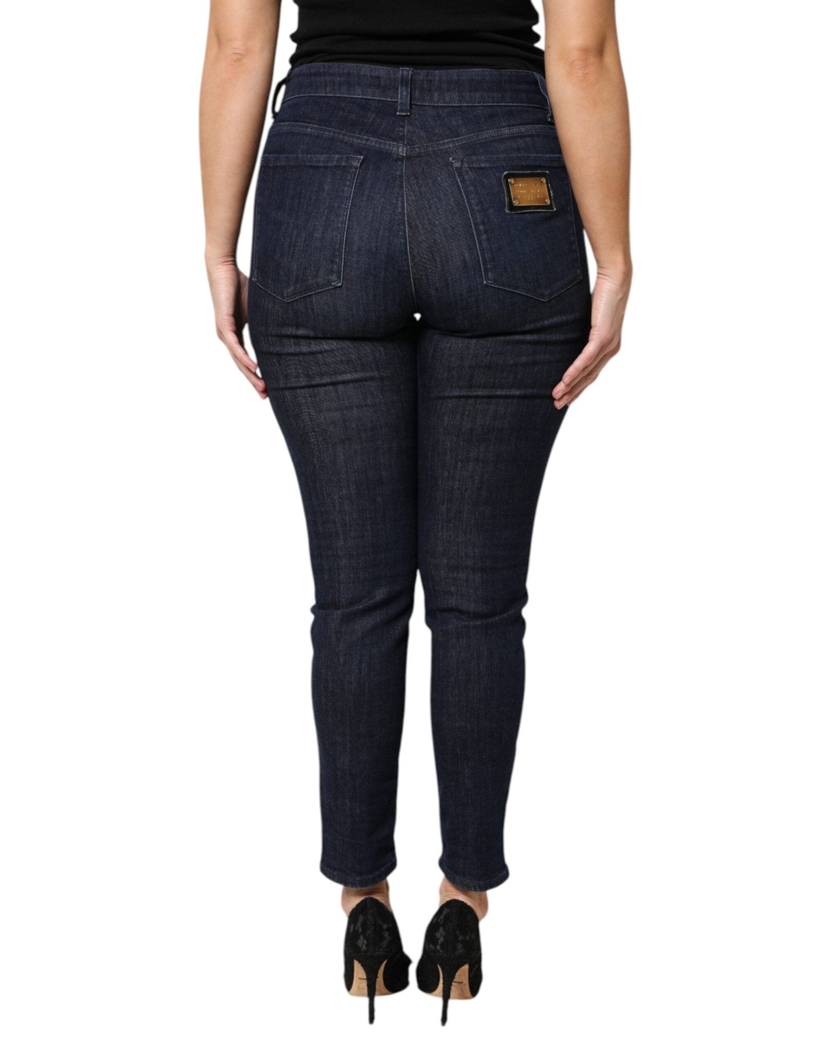 Dolce & Gabbana Dark Blue Cotton Skinny Cropped Denim Jeans - RIMODA