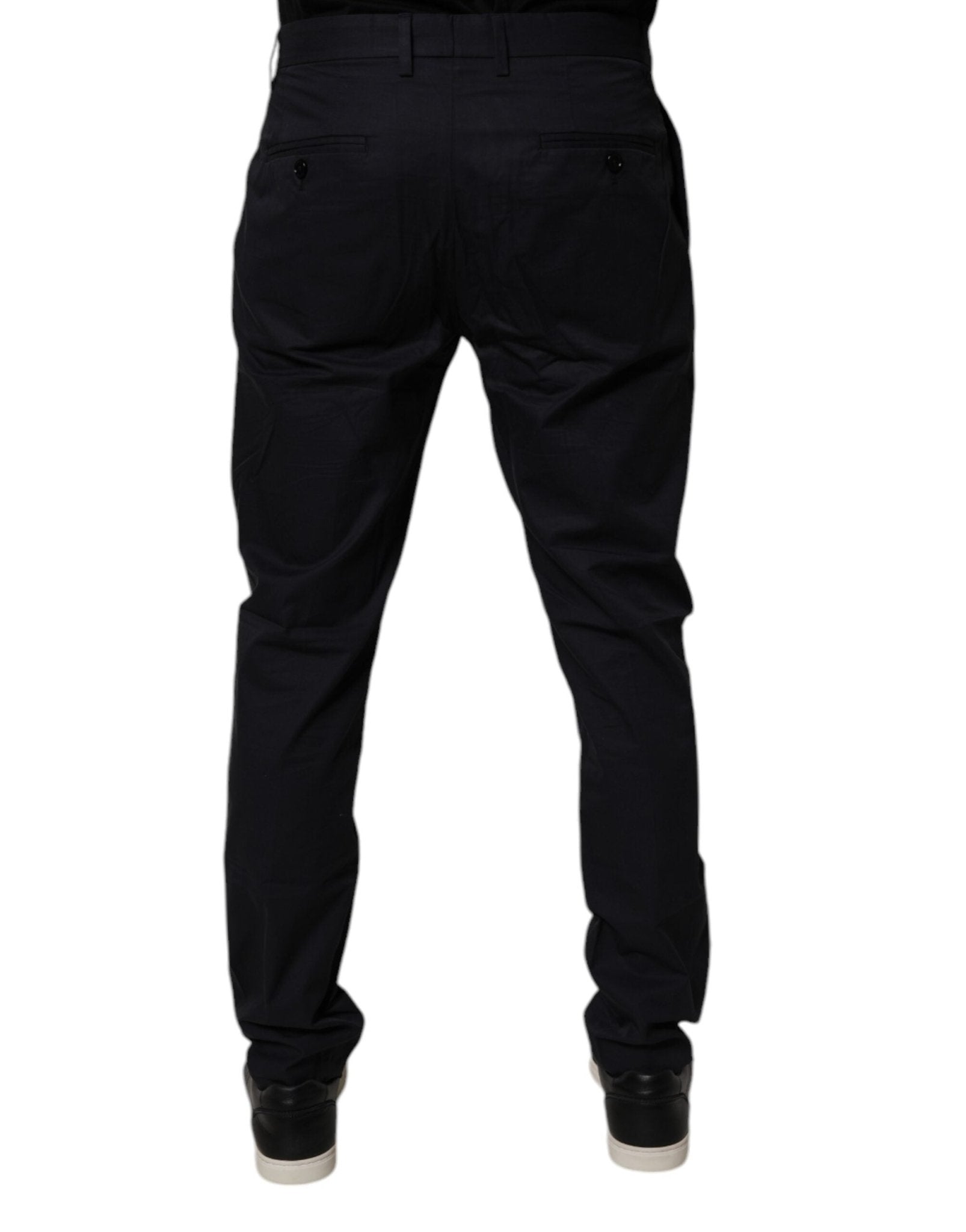 Dolce & Gabbana Dark Blue Cotton Tapered Formal Pants - RIMODA