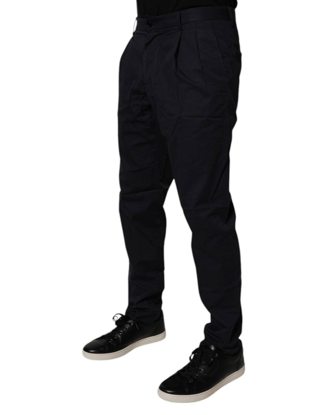 Dolce & Gabbana Dark Blue Cotton Tapered Formal Pants - RIMODA