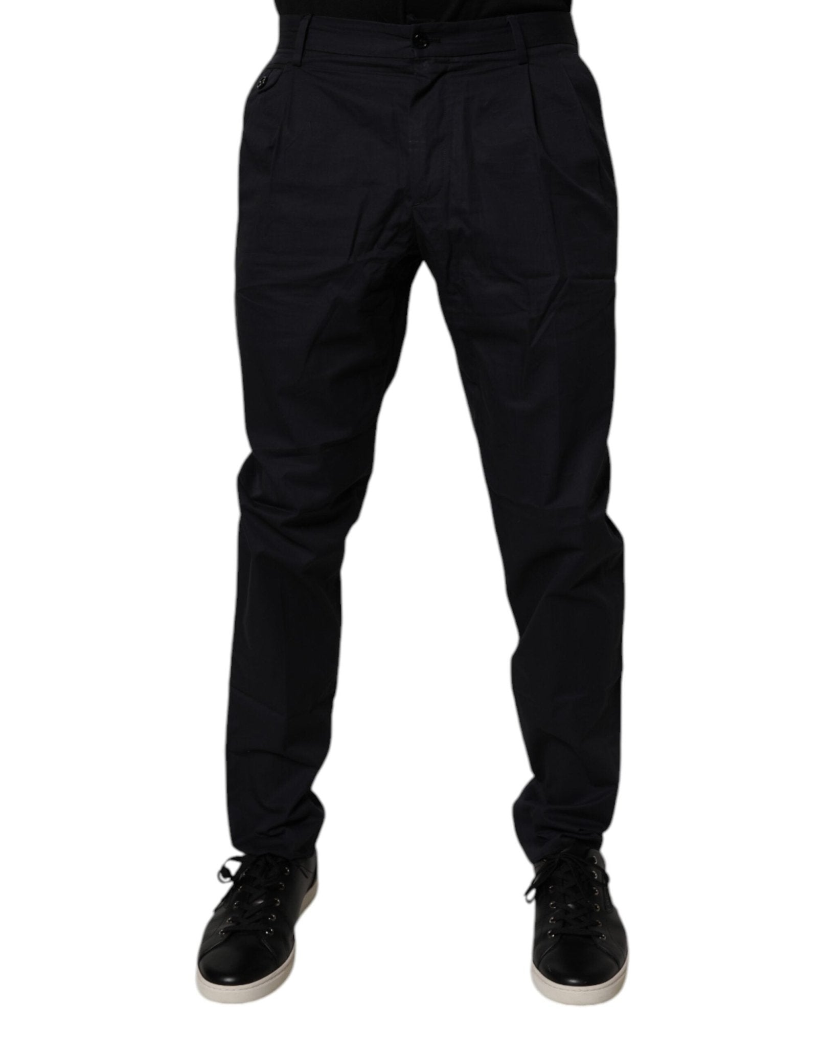 Dolce & Gabbana Dark Blue Cotton Tapered Formal Pants - RIMODA