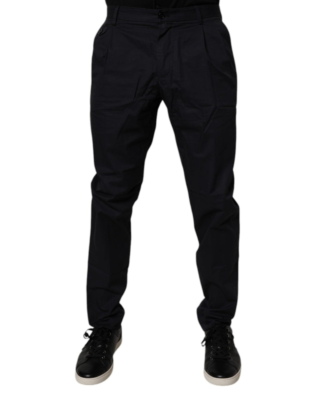 Dolce & Gabbana Dark Blue Cotton Tapered Formal Pants - RIMODA