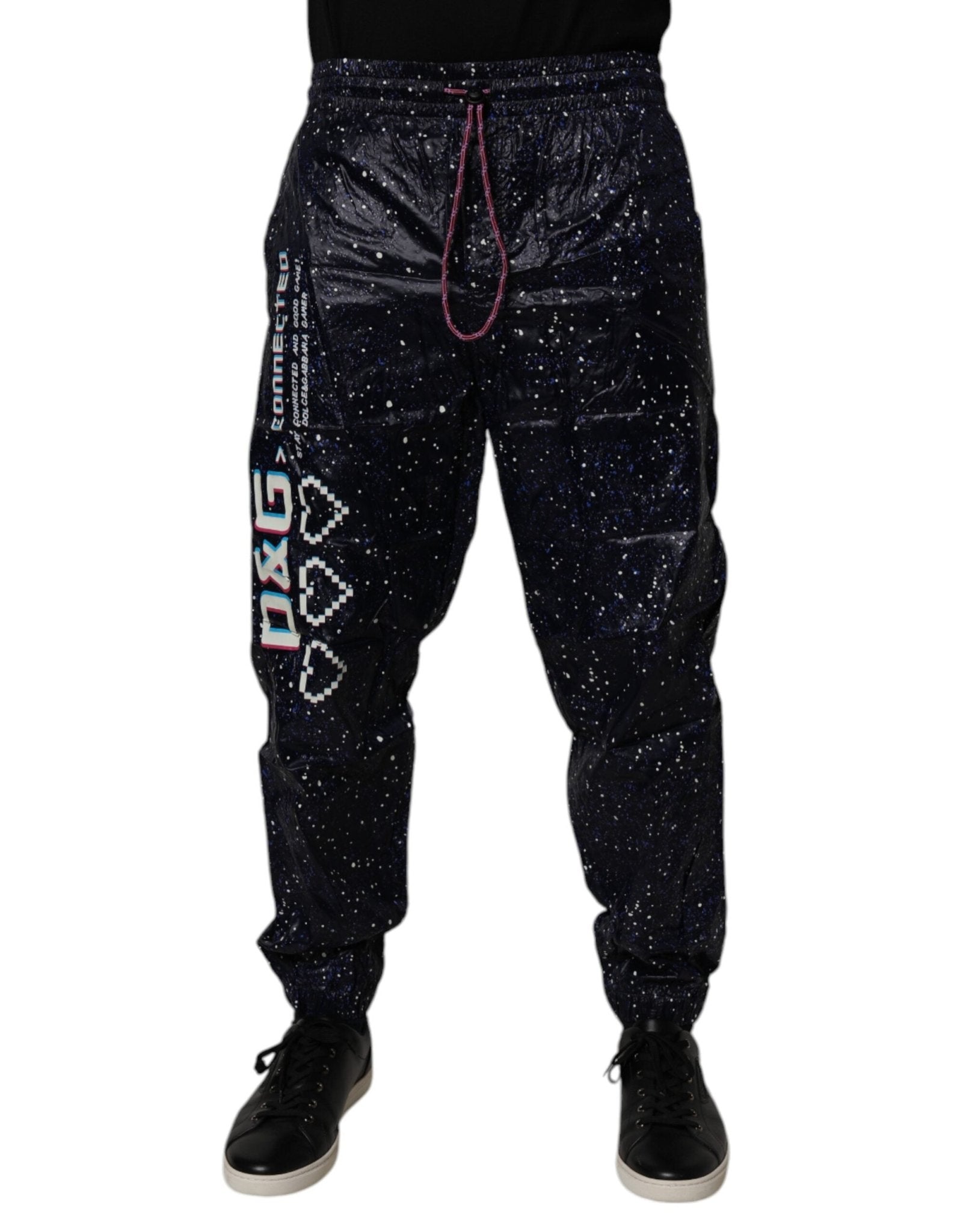 Dolce & Gabbana Dark Blue DG Game Print Cotton Jogger Pants - RIMODA