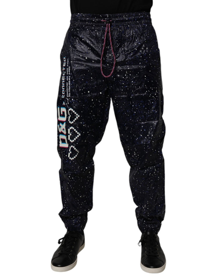Dolce & Gabbana Dark Blue DG Game Print Cotton Jogger Pants - RIMODA