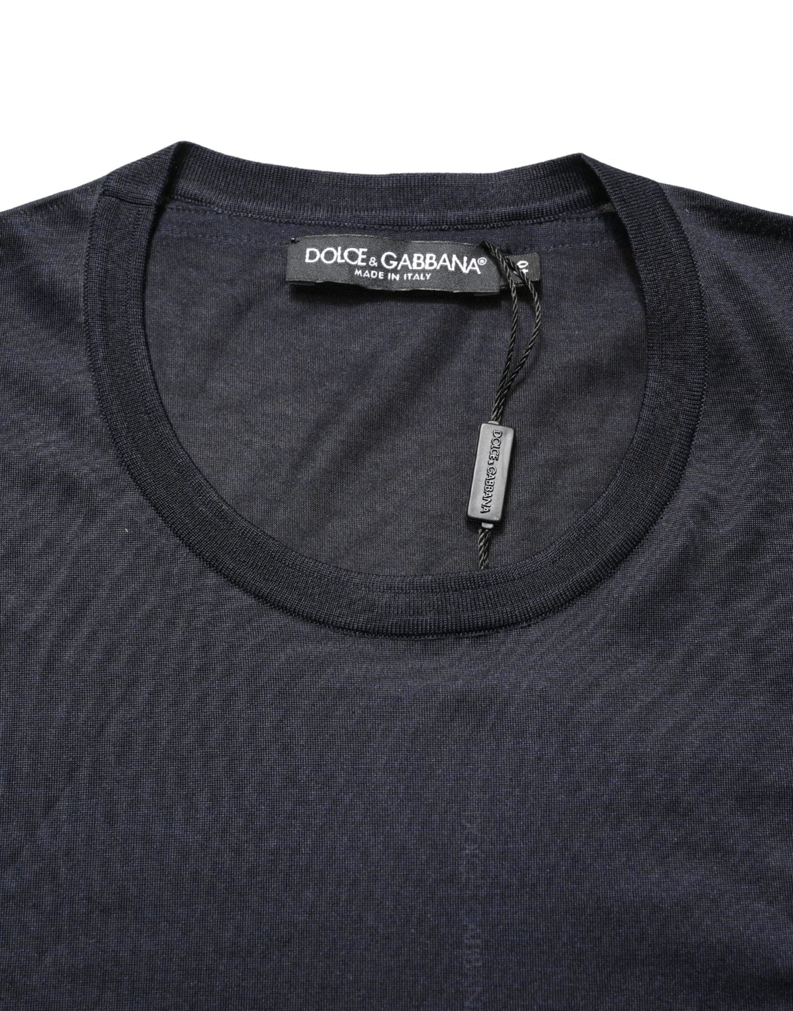 Dolce & Gabbana Dark Blue DG Logo Silk Men Crew Neck T-shirt - RIMODA