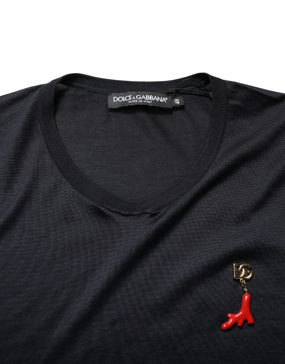 Dolce & Gabbana Dark Blue DG Logo Silk Men Crew Neck T-shirt - RIMODA