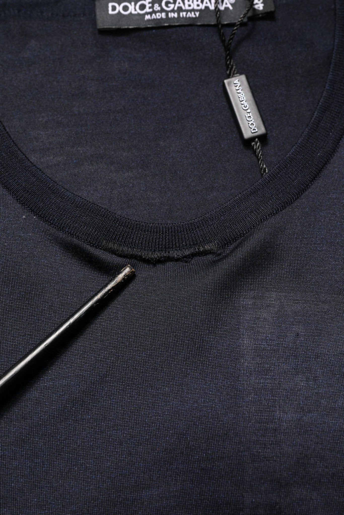Dolce & Gabbana Dark Blue DG Logo Silk Men Crew Neck T-shirt - RIMODA